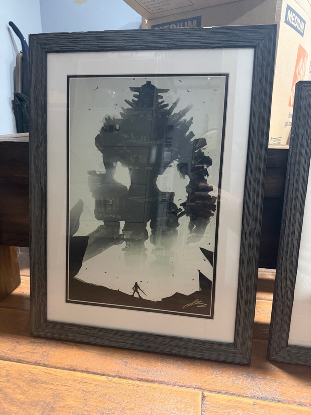 Framed Monochrome Giant Robot Art Print